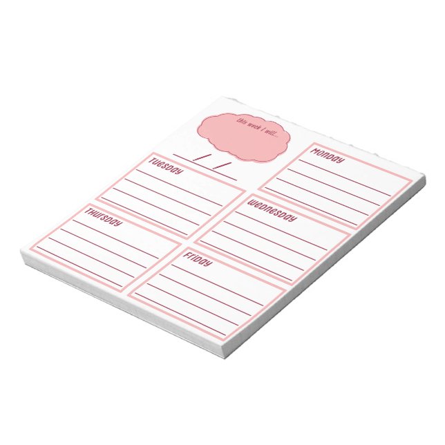 5-Day Planner Notepad (Rotated)