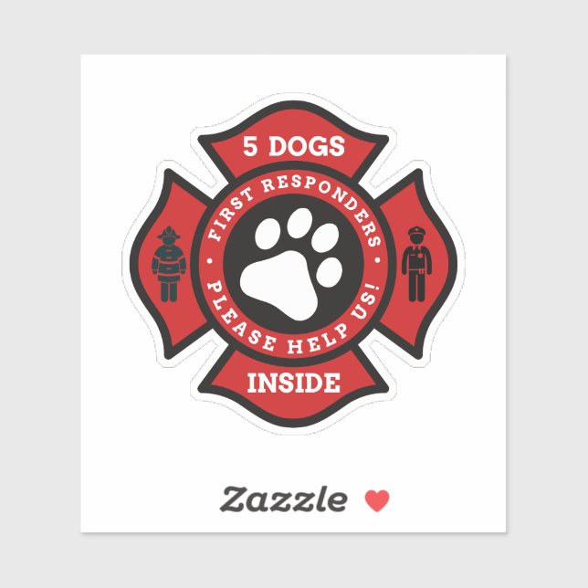 5 Dogs Inside Pet Alert For Fire Department (Sheet)