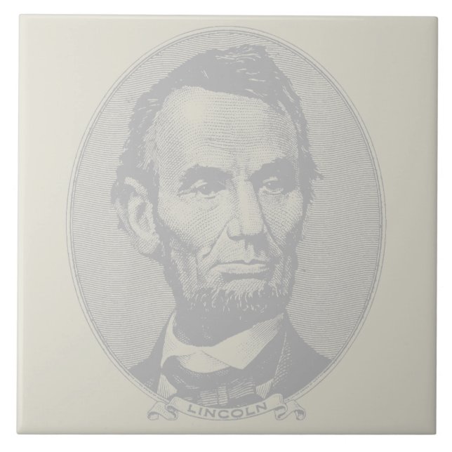$5 Dollar Money  of President Abraham Lincoln  Ceramic Tile (Front)