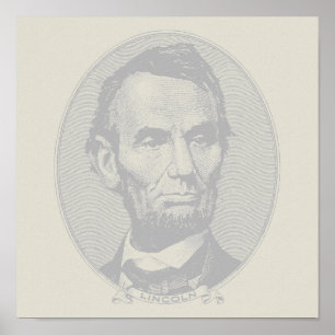 $5 Dollar Money  of President Abraham Lincoln  Poster