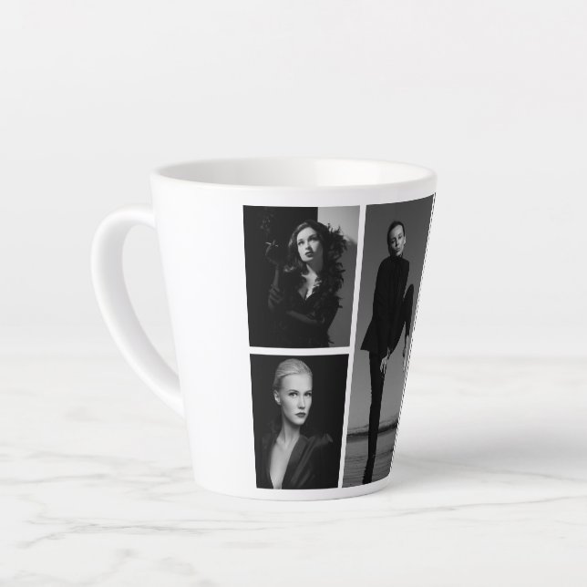 5 Editable Photo Collage Latte Mug (Left Angle)