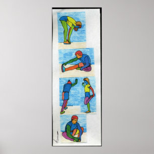 5 exercise stretches painting Posters