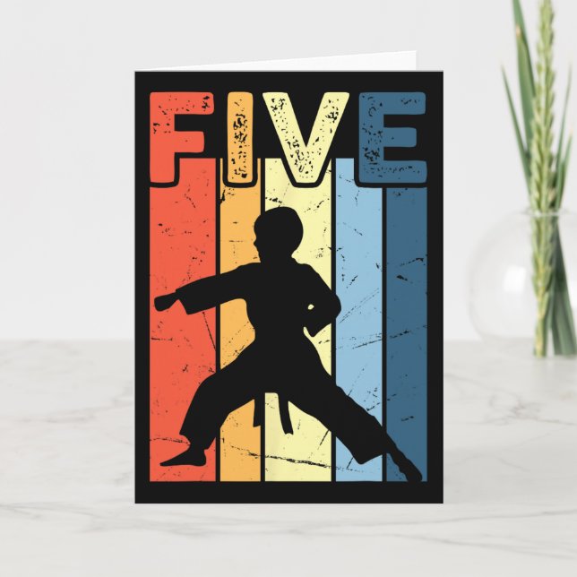5 Five Karate Lover 5th Birthday 5 Year Old Martia Card (Front)