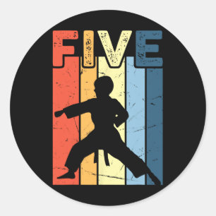5 Five Karate Lover 5th Birthday 5 Year Old Martia Classic Round Sticker
