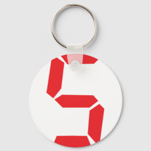 5 five  red alarm clock digital number key ring