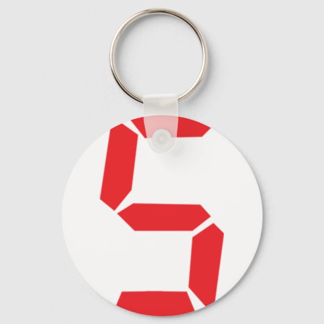 5 five  red alarm clock digital number key ring (Front)