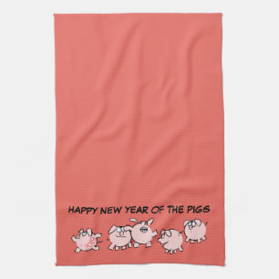 5 Funny Cartoon Illustration Pig Year 2019 V Towel
