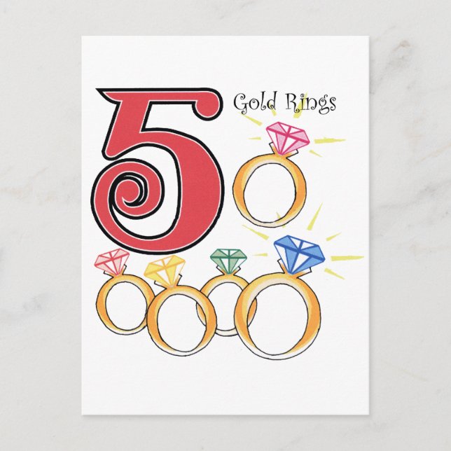 5 Gold Rings Postcard (Front)