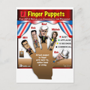 5 GOP Finger Puppets Postcard