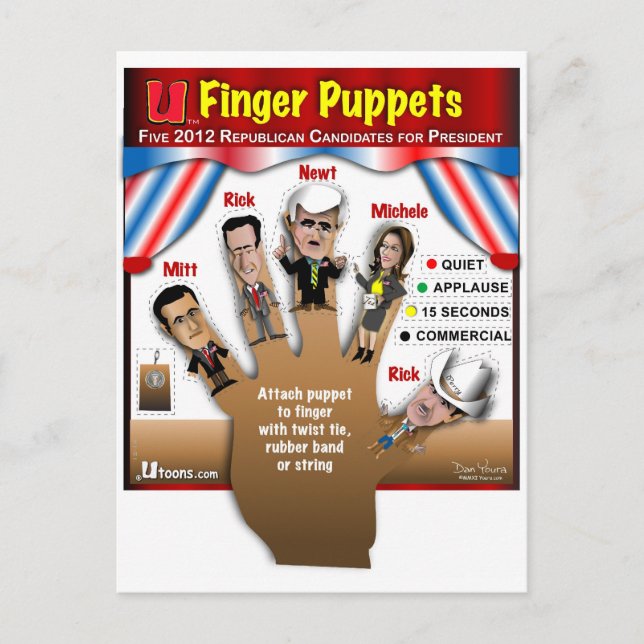 5 GOP Finger Puppets Postcard (Front)
