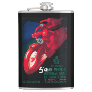 5 Gran Premio Internat'l Motorcycle Poster Hip Flask