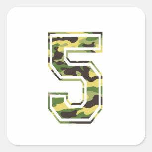 #5 Green & Yellow Camo Square Sticker