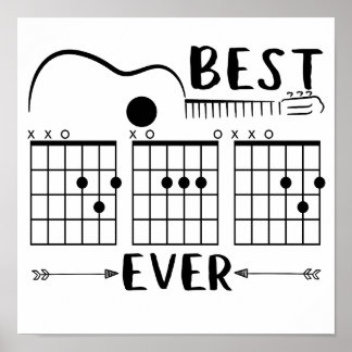 5 Guitarist Best Guitar Dad Ever Dad Chord Funny Poster