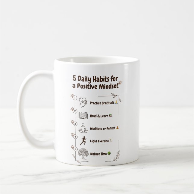 ​5 Habits for a Brighter Mindset  Coffee Mug (Left)