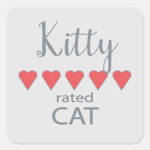 5 Heart rated Cat Square Sticker