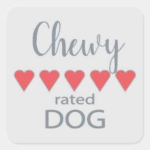5 Heart rated Dog Square Sticker