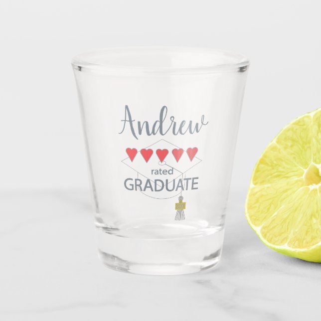 5 Heart Rated Graduate Shot Glass (Front)