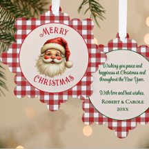 5-in Red Plaid Merry Christmas Santa Personalised