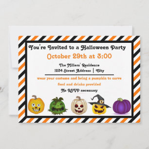 5 Jack o Lanterns - Halloween Party Invitation