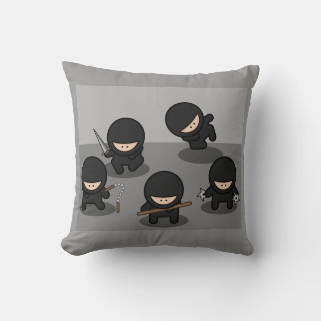 5 Little Cartoon Ninjas Cushion (Front)