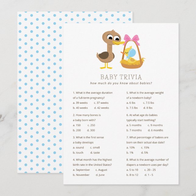 5 Little Ducks Baby Trivia | Boy Baby Shower Invitation (Front/Back)