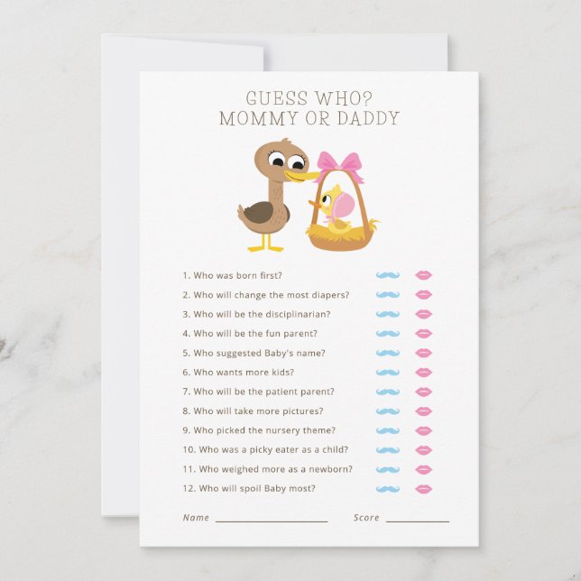 5 Little Ducks | Guess Who Mummy or Daddy Invitation (Front)