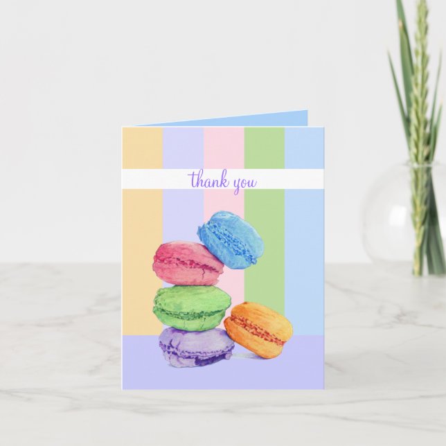 5 Macarons stripes Thank You Note Card (Front)