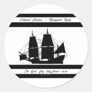5 mayflower colonial heroes classic round sticker