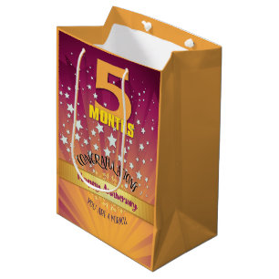 5 Month Recovery Anniversary Bold Numeral Medium Gift Bag