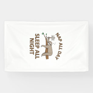 5 More Mins Funny Sloth Shirt Sleep Napping Cute T Banner