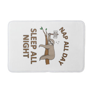 5 More Mins Funny Sloth Shirt Sleep Napping Cute T Bath Mat