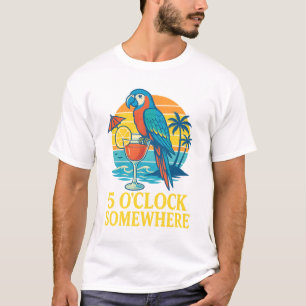 5 O’Clock Somewhere Parrot Cocktail Sunset T-Shirt