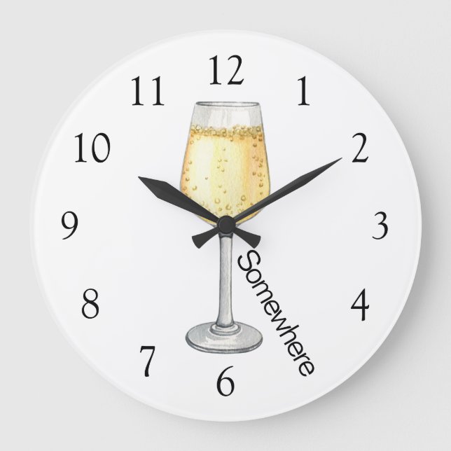 5 O'Clock Somewhere Champagne Large Clock (Front)