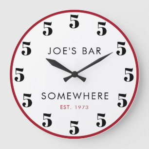 5 O'clock Somewhere Custom Bar Happy Hour Large Clock