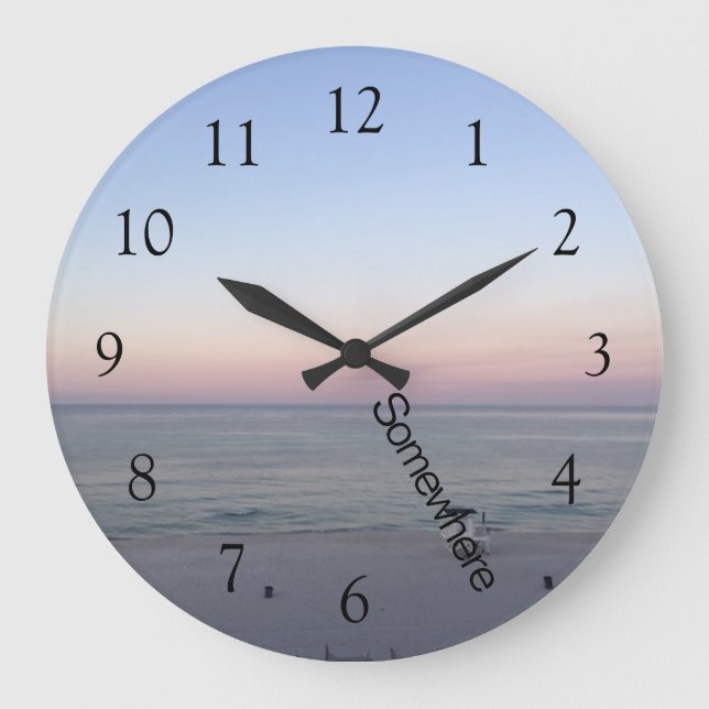 5 O'Clock Somewhere Pink Beach Large Clock (Front)