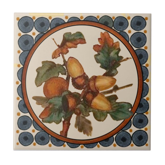 #5 of 5 Repro 1890s Doulton Lambeth Hand painted Ceramic Tile (Front)