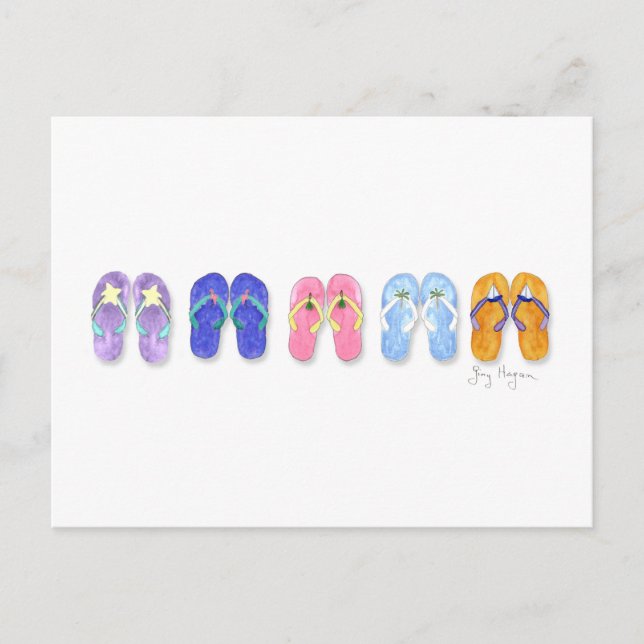 5 Pairs of Flip-Flops Postcard (Front)