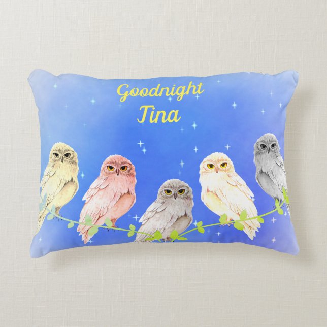 5 Pastel coloured owls Accent Pillow (Front)