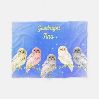 5 pastel owls Fleece Blanket