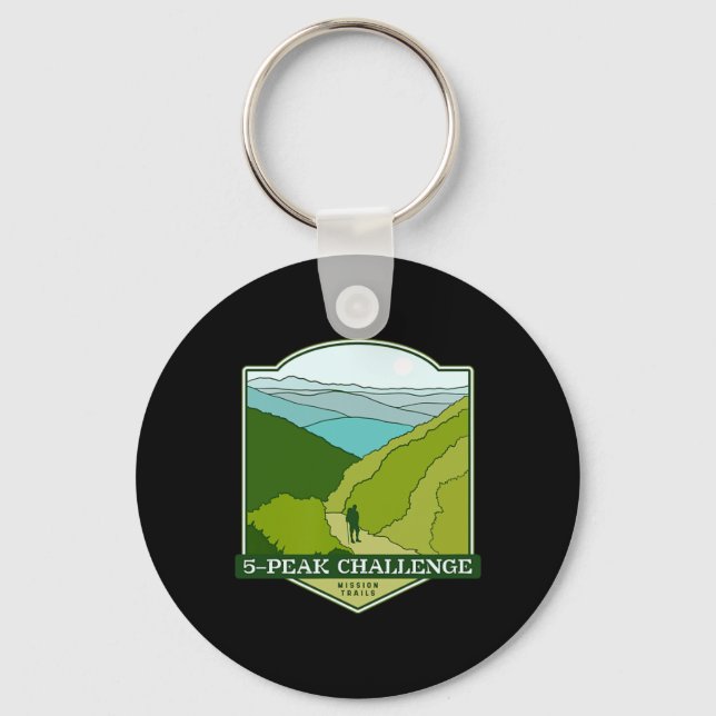 5-peak Challenge - Mission Trails Hiking  Key Ring (Front)