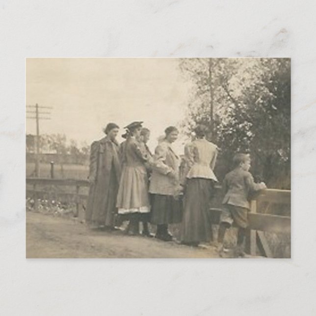 5 people overlooking bridge postcard (Front)