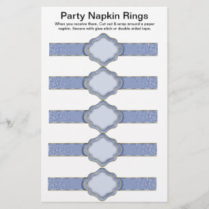 5 per sheet Blue Ribbon Paper Napkin Rings