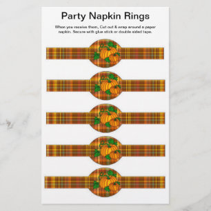 5 per sheet Thanksgiving Autumn Paper Napkin Rings