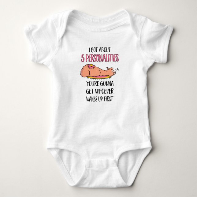 5 Personalities Llama Personality Alpaca Baby Bodysuit (Front)