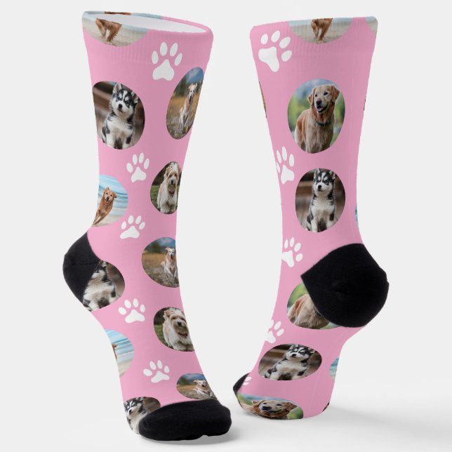 5 Pet Photo Collage Template Make Your Own Pink Socks (Angled)