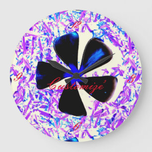 5 petal pinwheel flower Thunder_Cove Large Clock