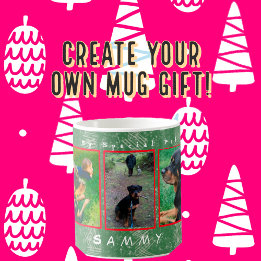 5-photo 2-text personalise Holiday Pet, Family Pix Coffee Mug