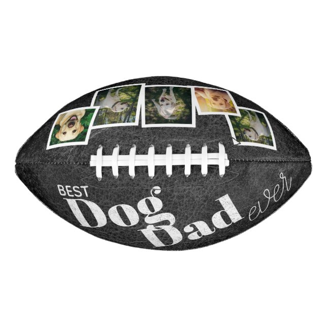 5 Photo Best Dog Dad Ever Retro Football (Front)