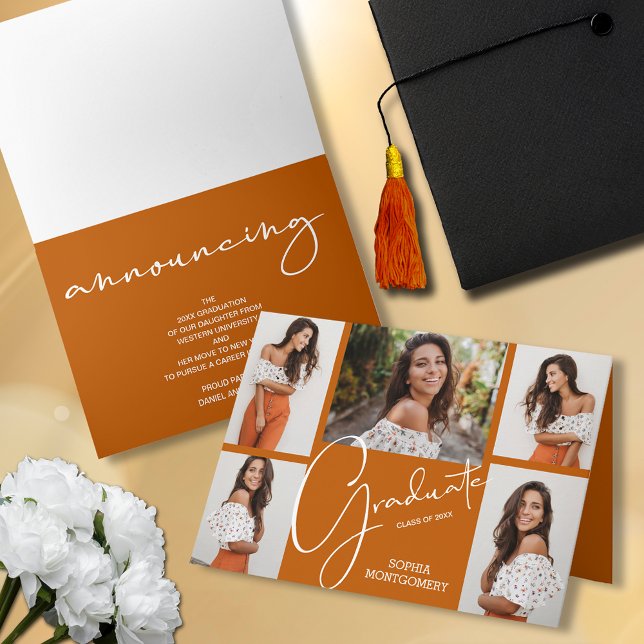 5 Photo Burnt Orange Graduation Announcement (Creator Uploaded)