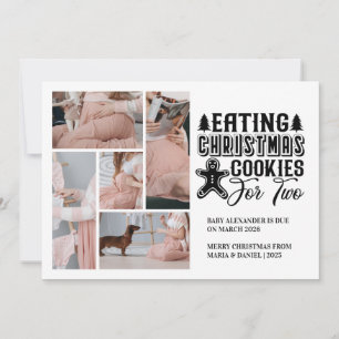 5 Photo Christmas Cookies for 2 Pregnancy  Holiday Card